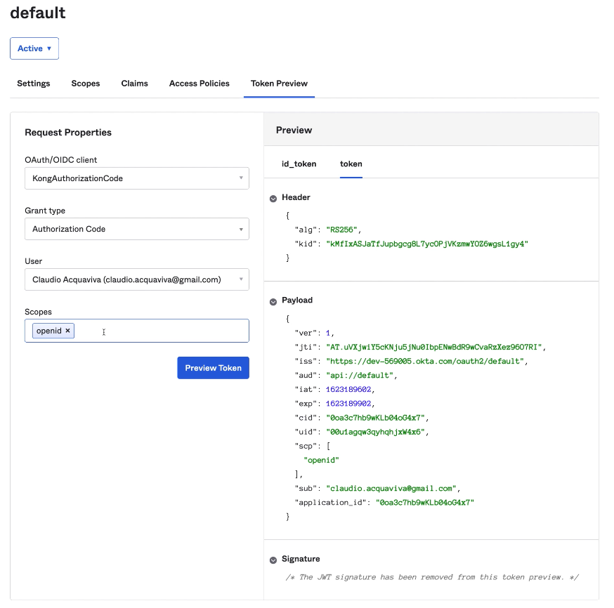 Okta Preview Token Claim