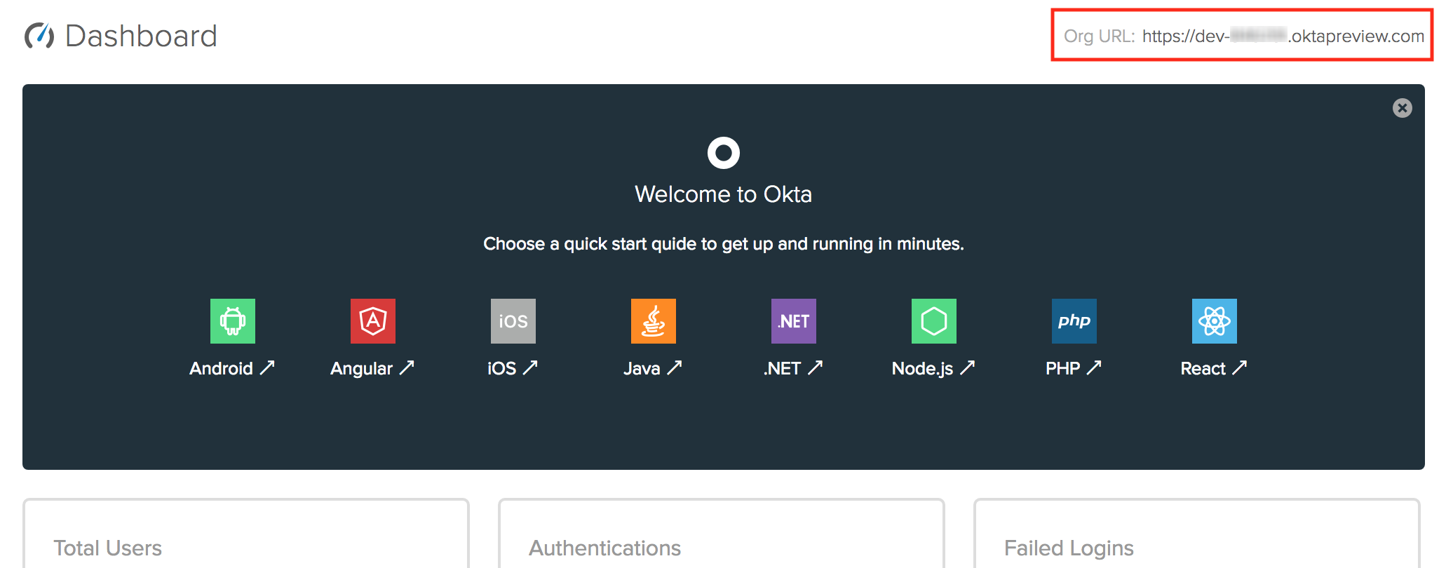 Okta Dashboard Org Url