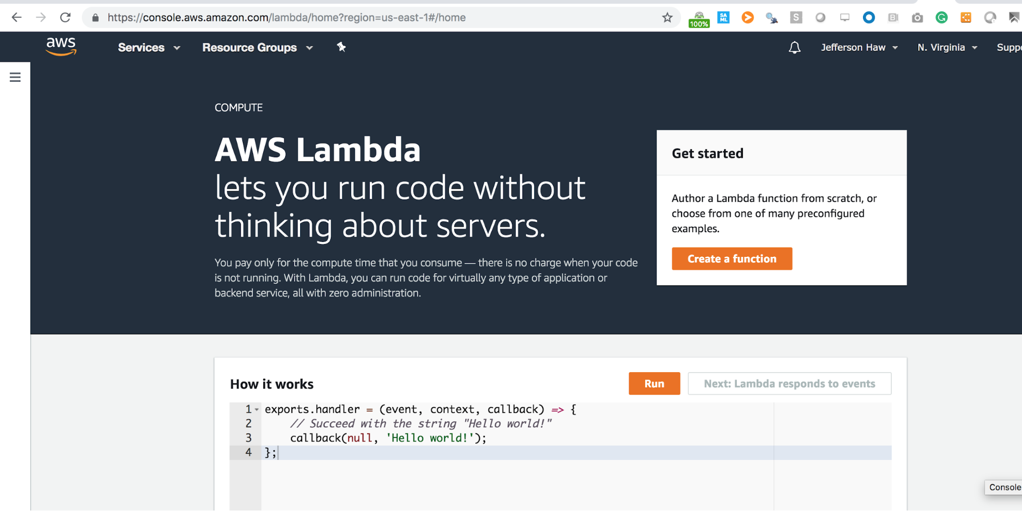 AWS Lambda Page