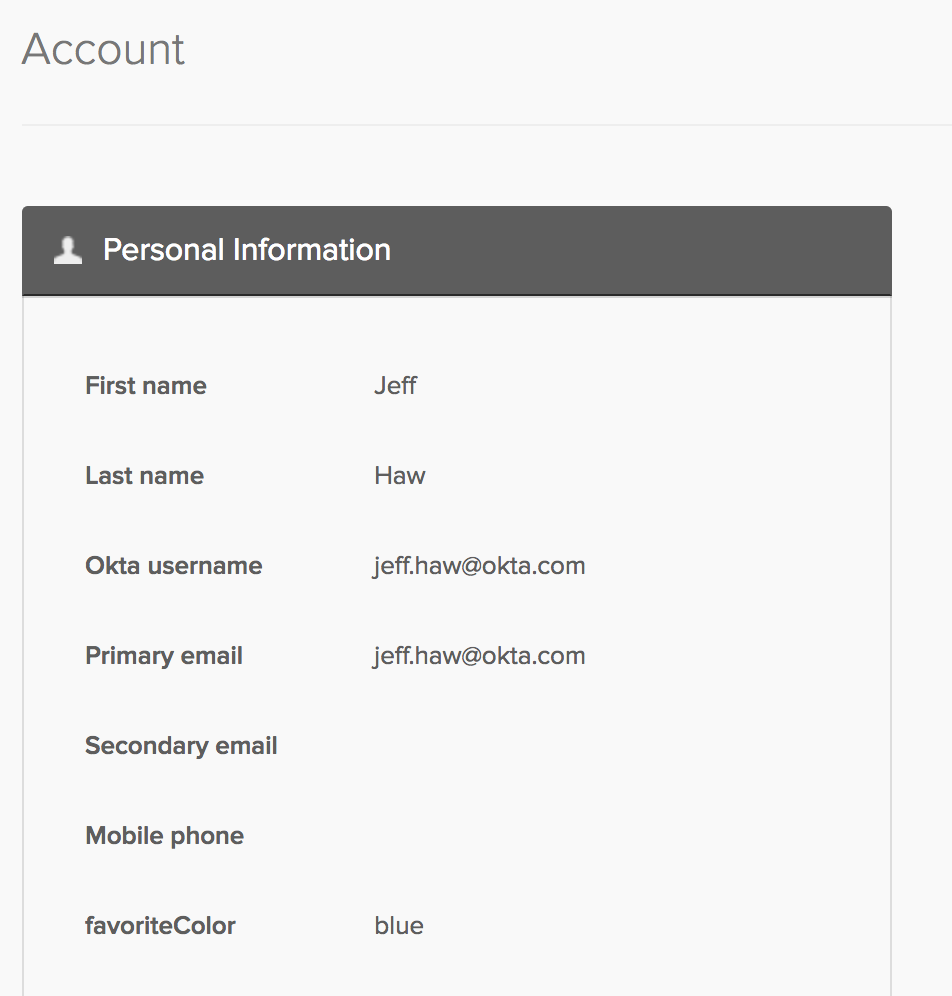 Okta Personal Profile