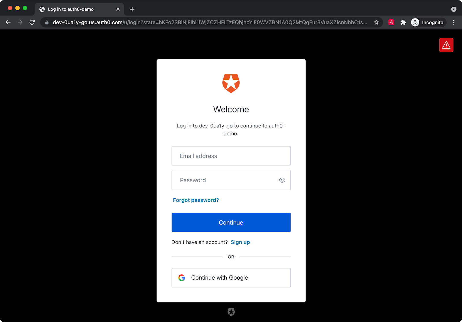 Auth0 Login form