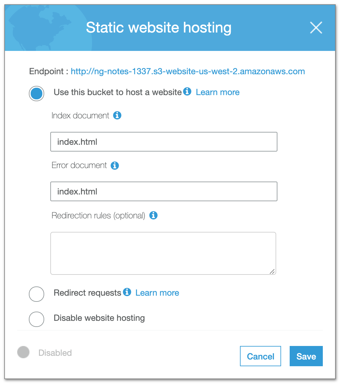 AWS static website