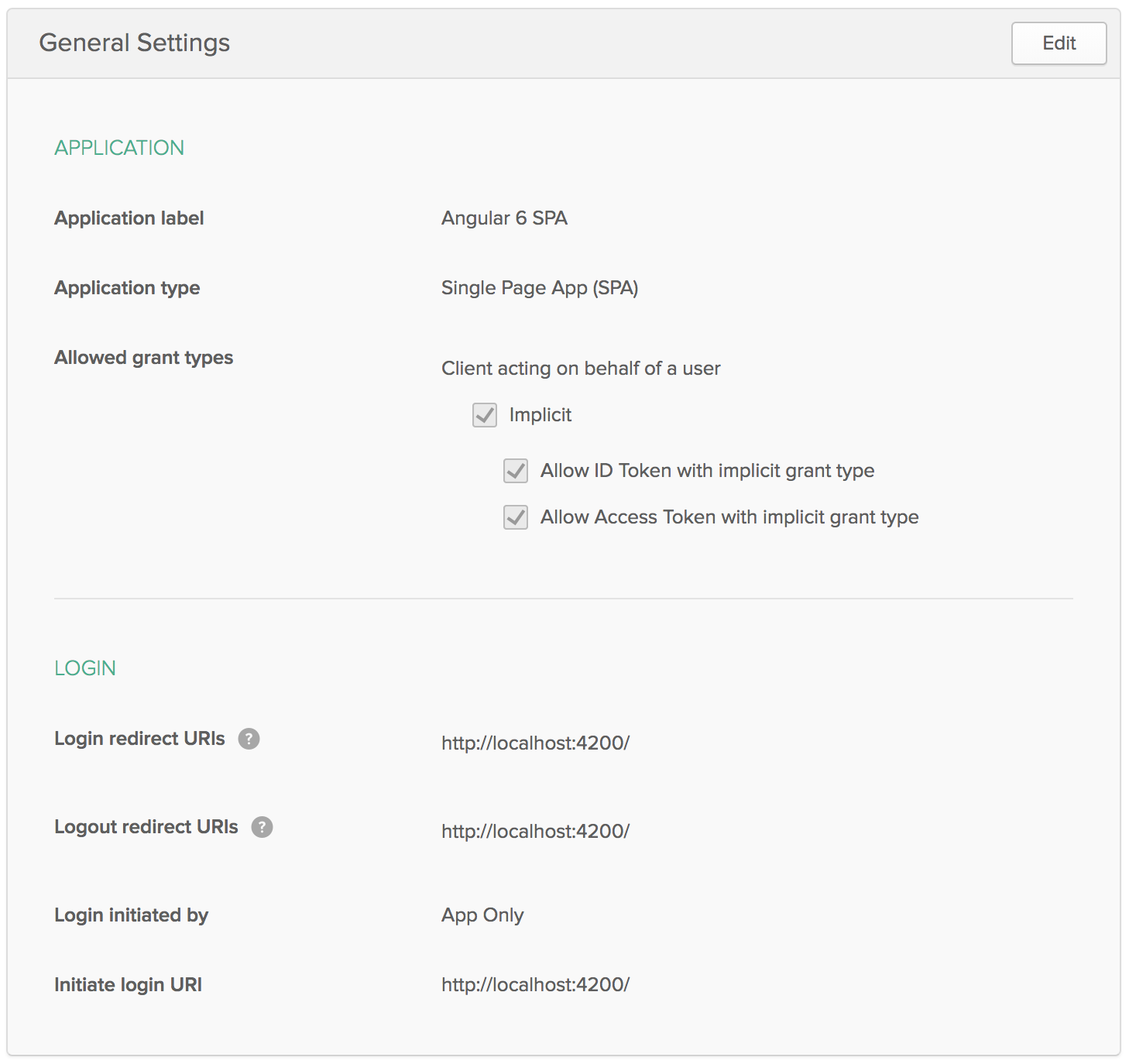 OIDC App Settings