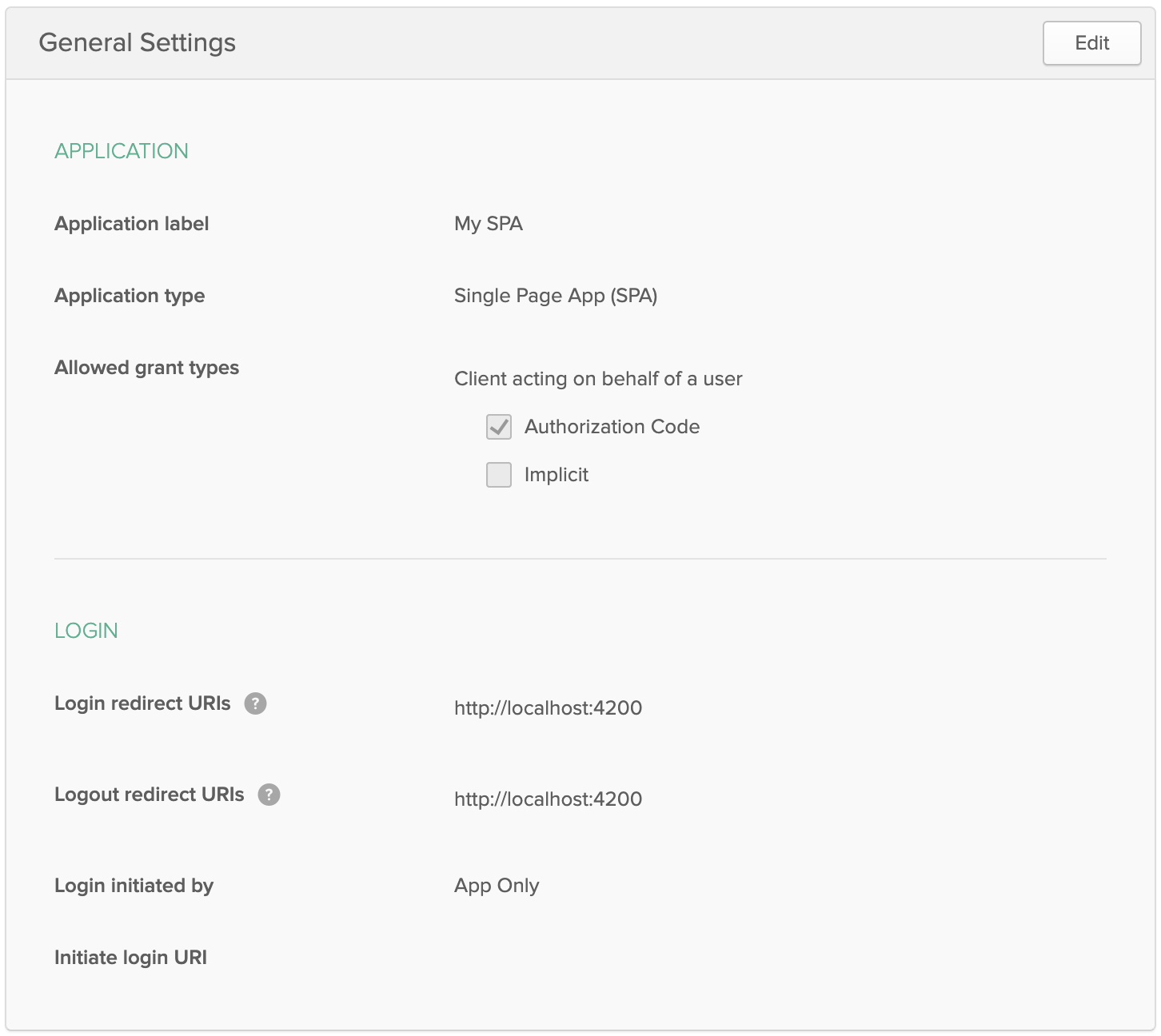 OIDC App Settings