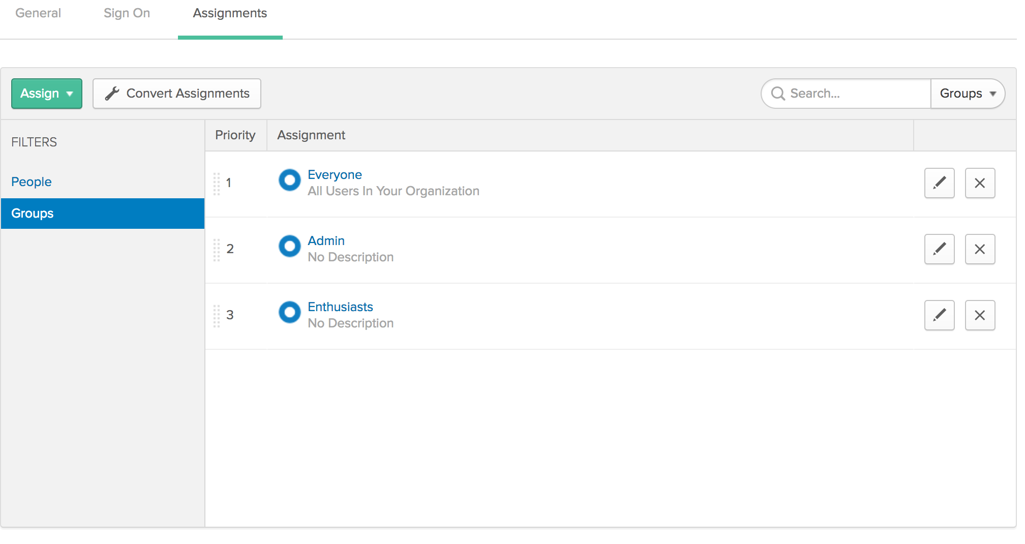 Assing Groups To Application