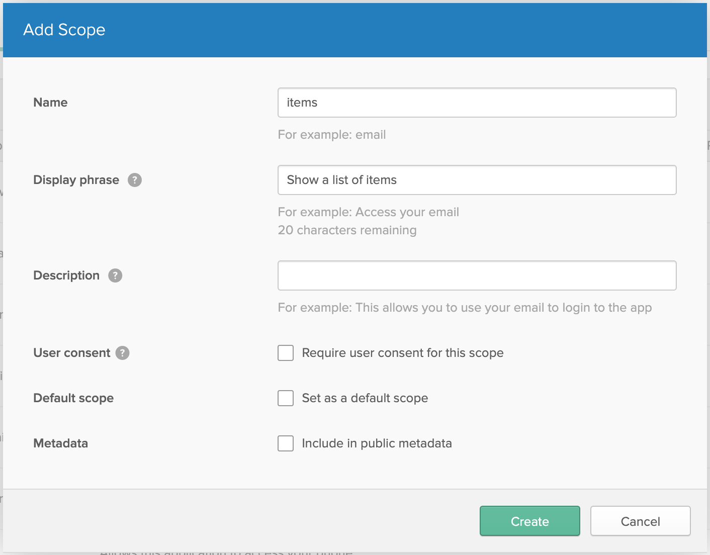 Adding a scope to your Okta authorization server, step 2