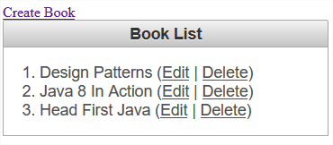 Book list with PrimeFaces
