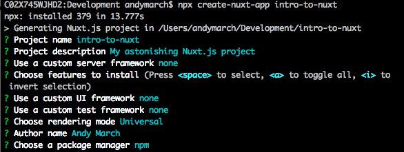 Create Nuxt app CLI