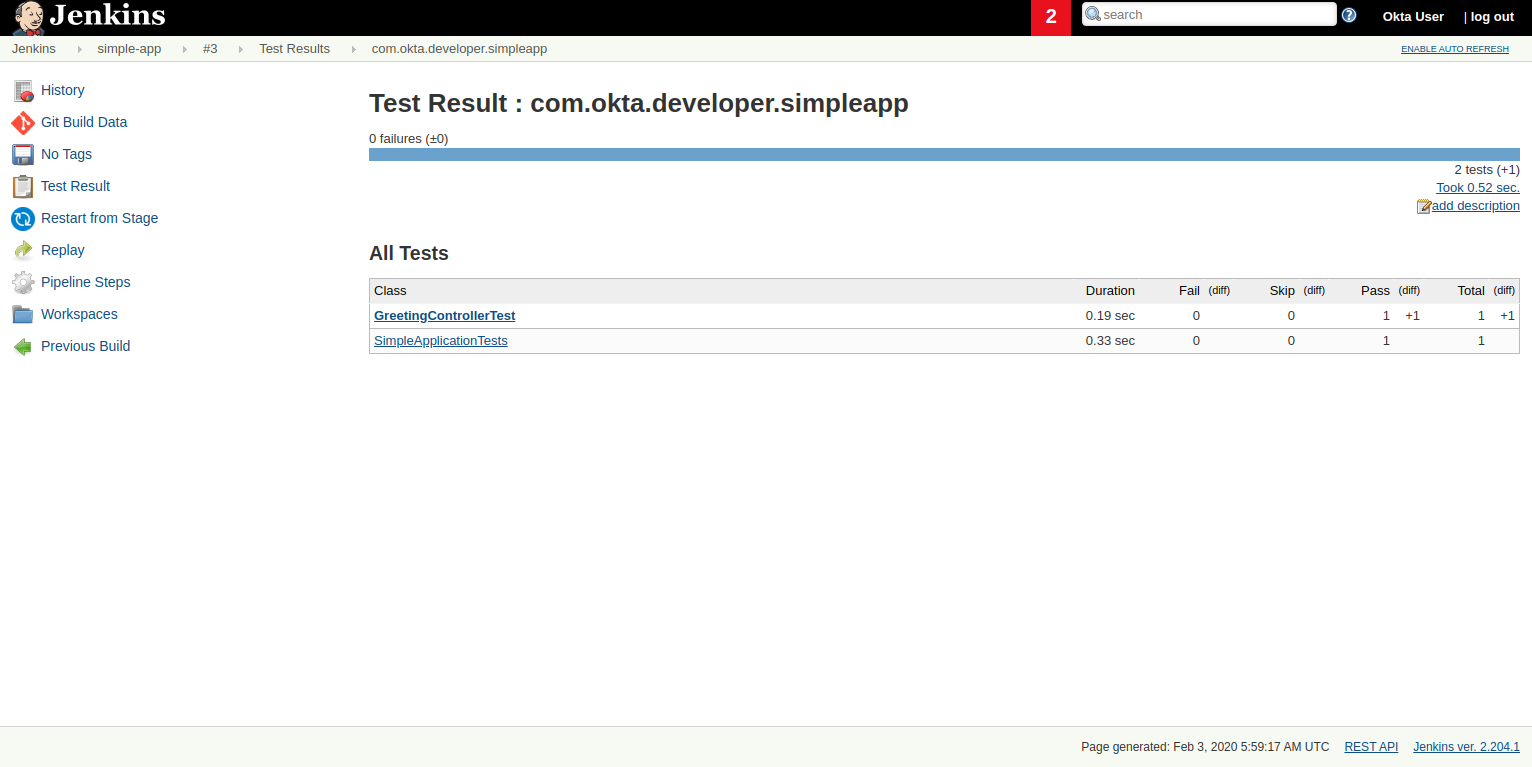 Jenkins test result screenshot