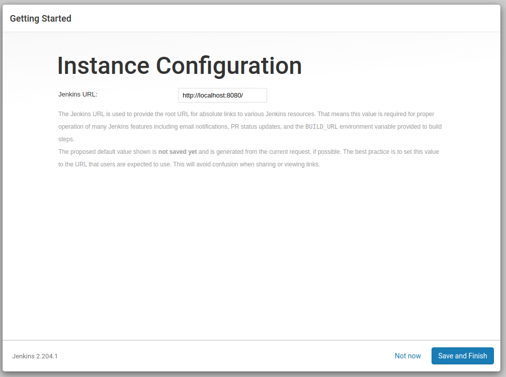 Screenshot of Jenkins URL configuration screen