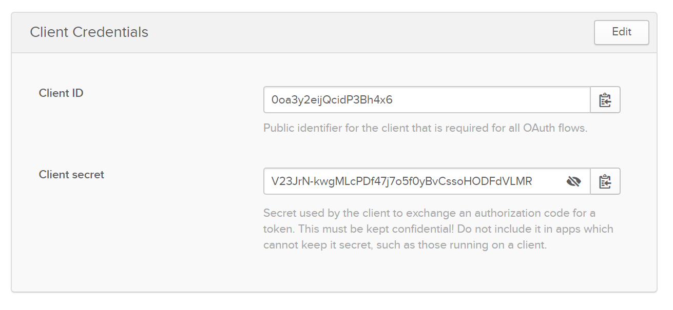 Client ID and secret