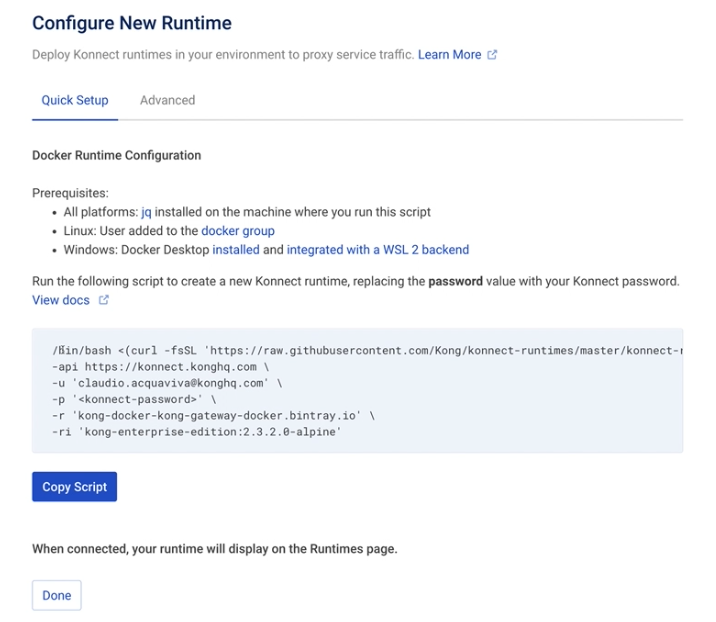 Configure New Runtime