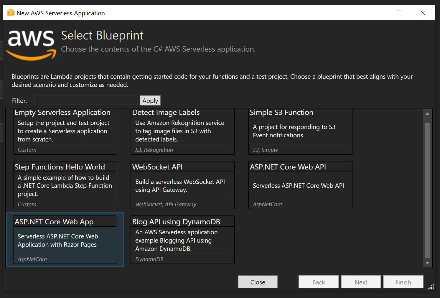 AWS Select core web app