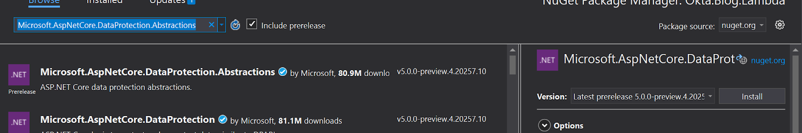 Nuget data abstractions