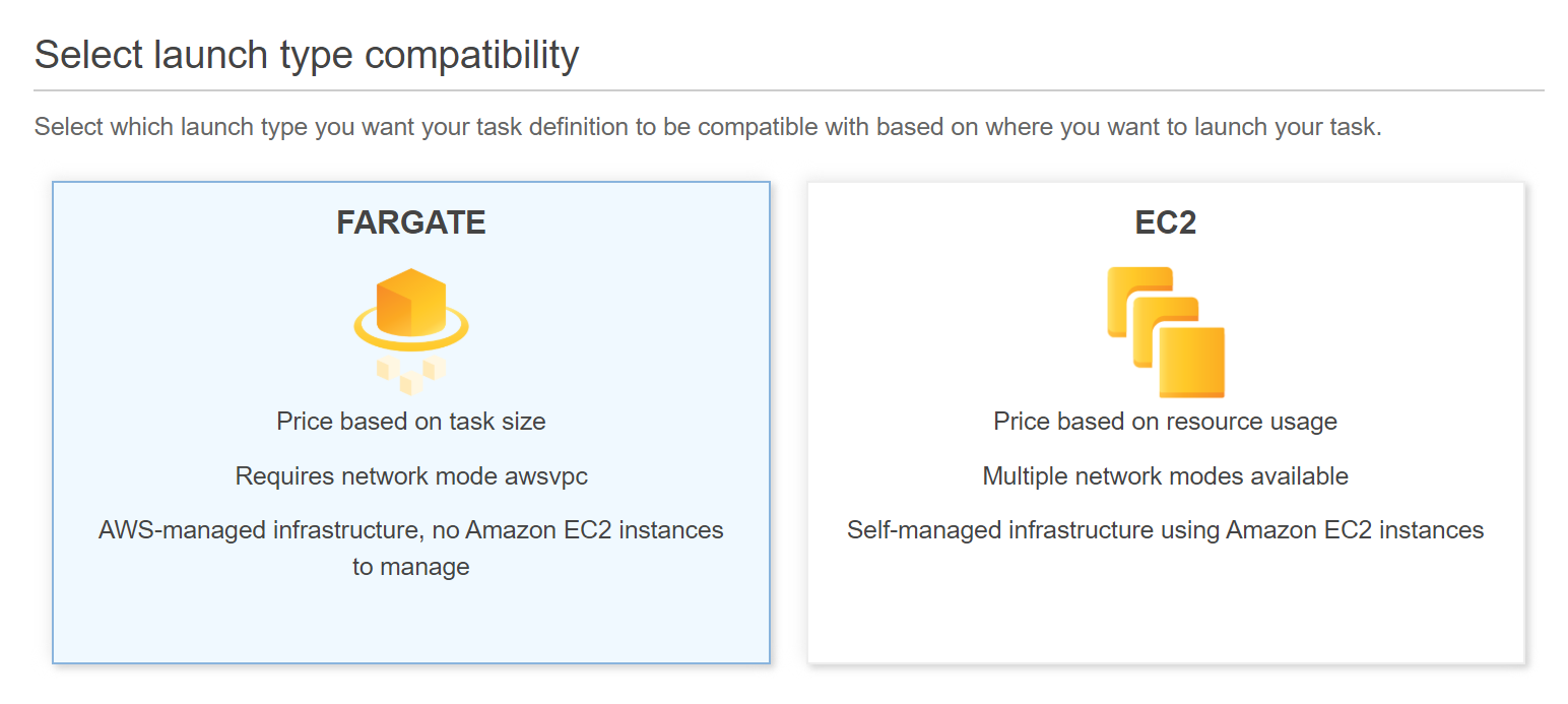 Fargate launch type