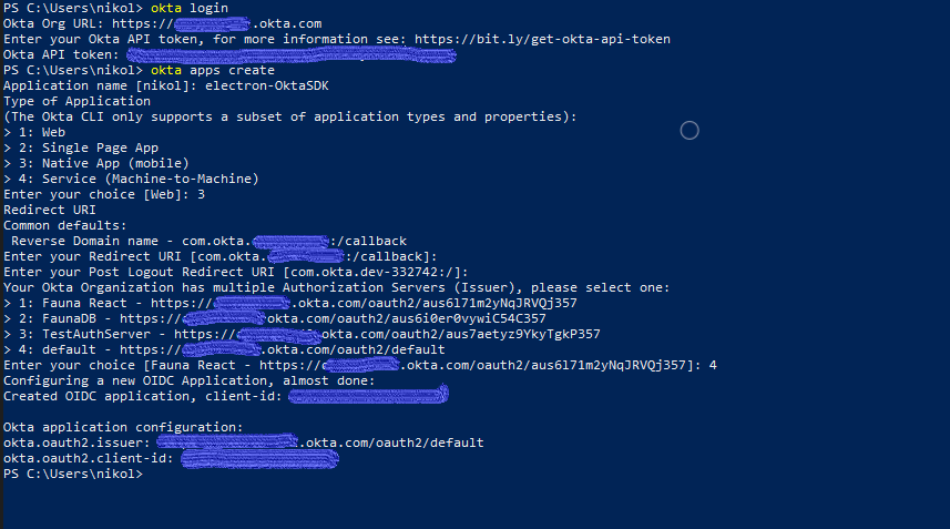 Okta CLI and `okta apps create`