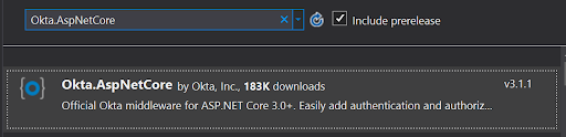 Okta AspNetCore Nuget