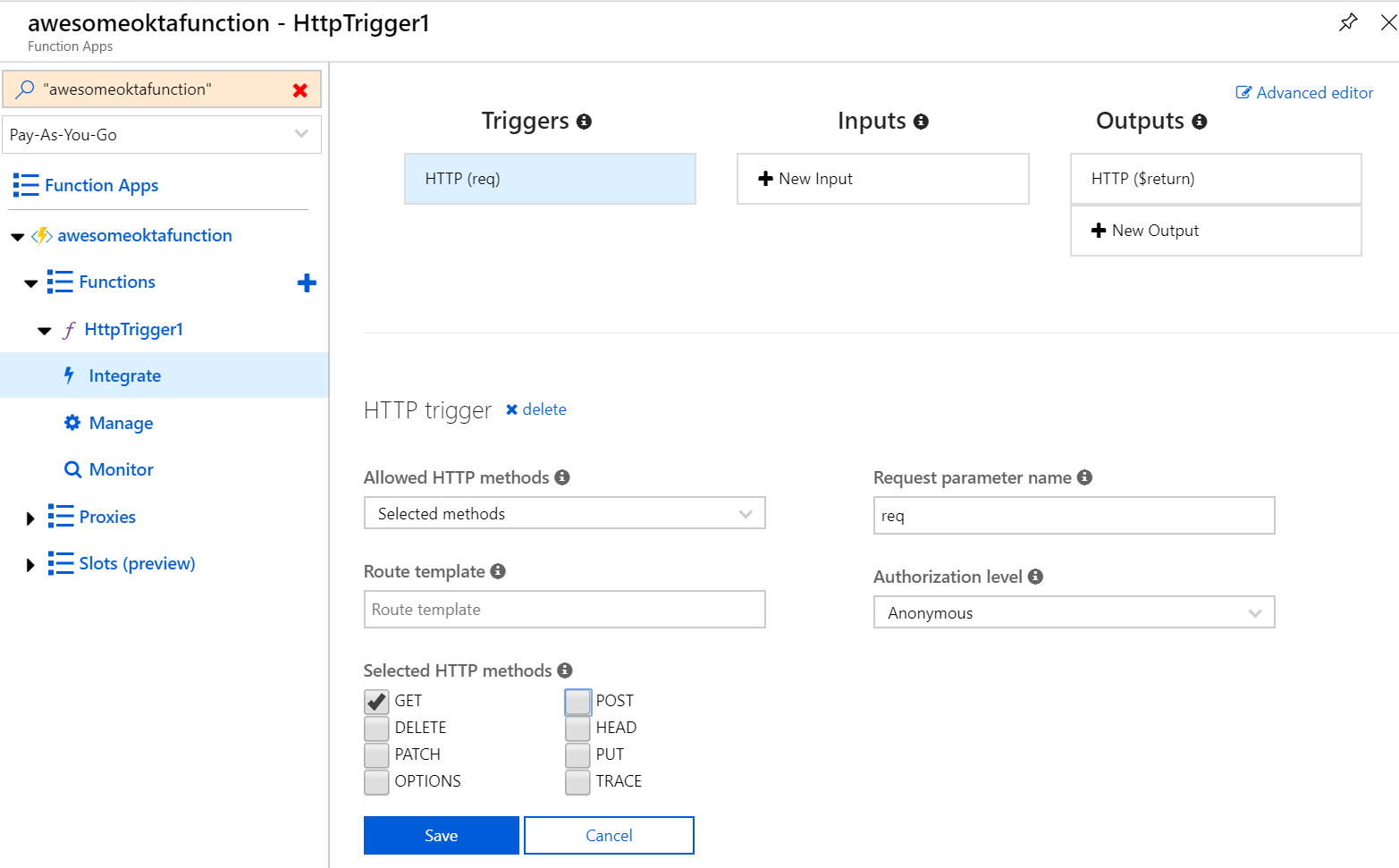 Update function trigger