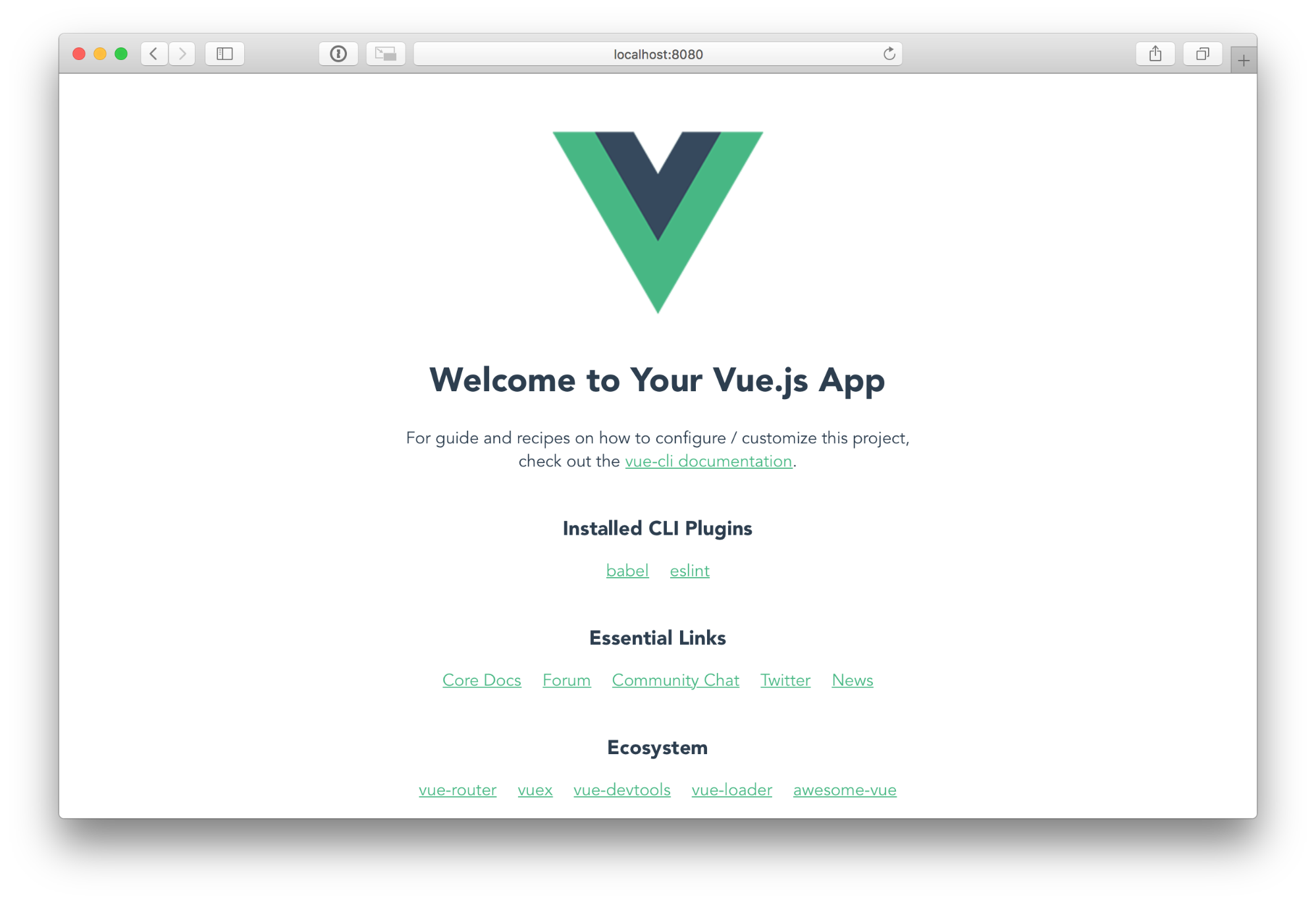 Vue default page