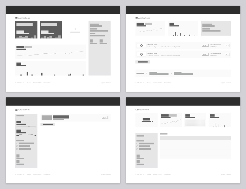 Developer Dashboard Wireframes