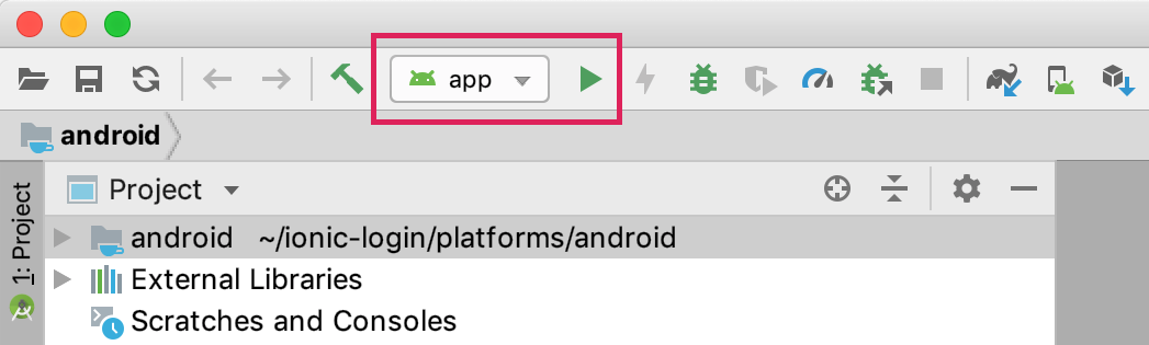 App in toolbar