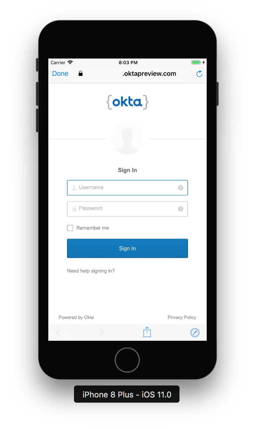 Okta Login Page