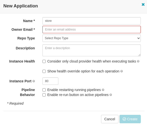 Spinnaker create application