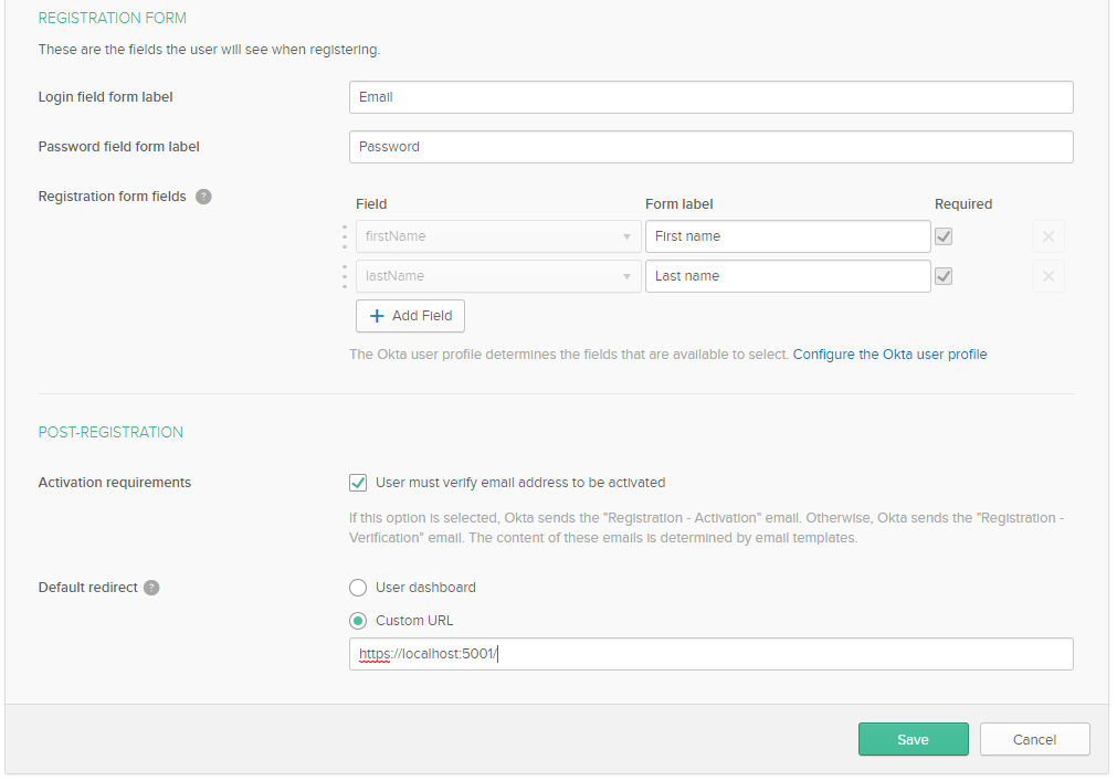 Registration Settings