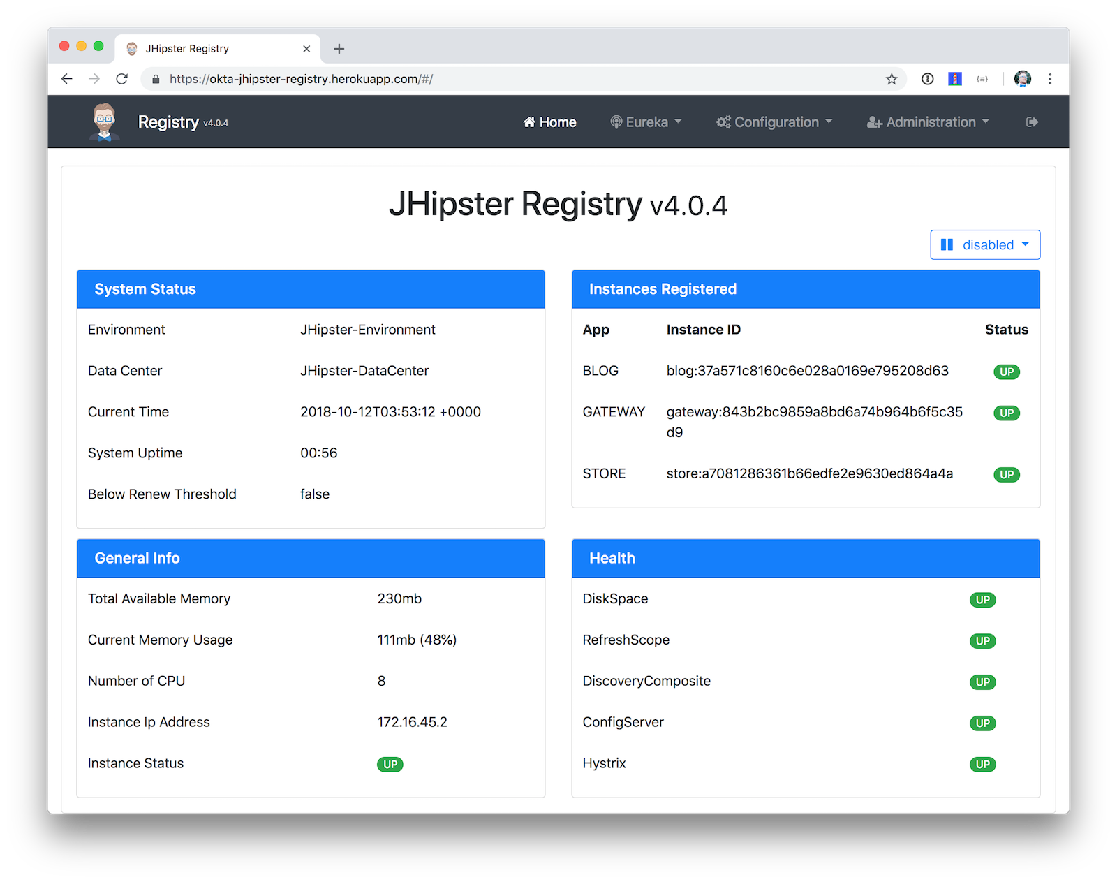 JHipster Registry on Heroku