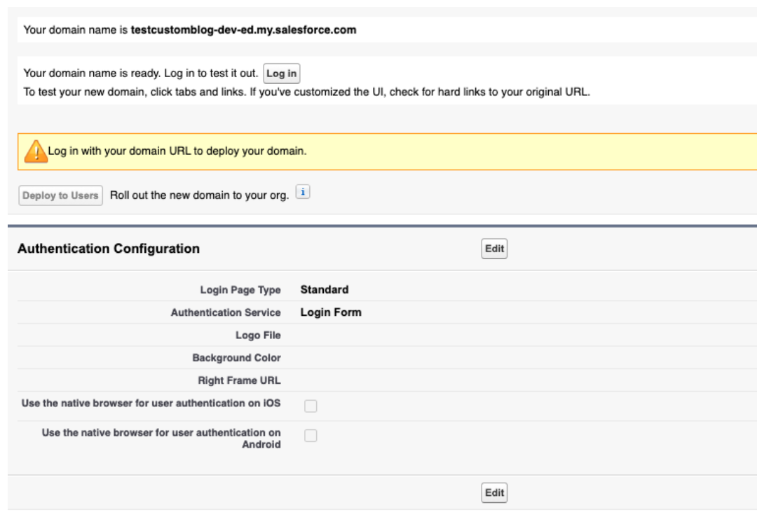 Salesforce my domain edit