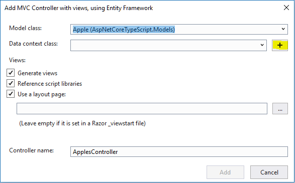 Scaffold new data context