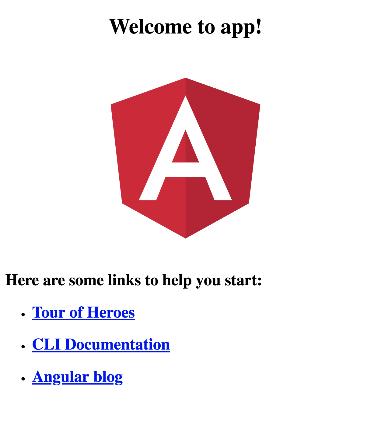 Angular CLI default homepage