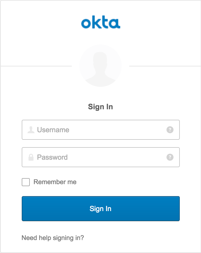 okta sign in page