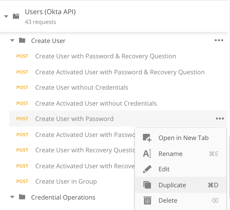 Duplicate Postman Request