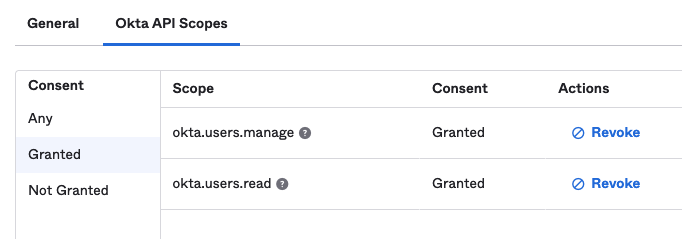Okta Granted Scopes