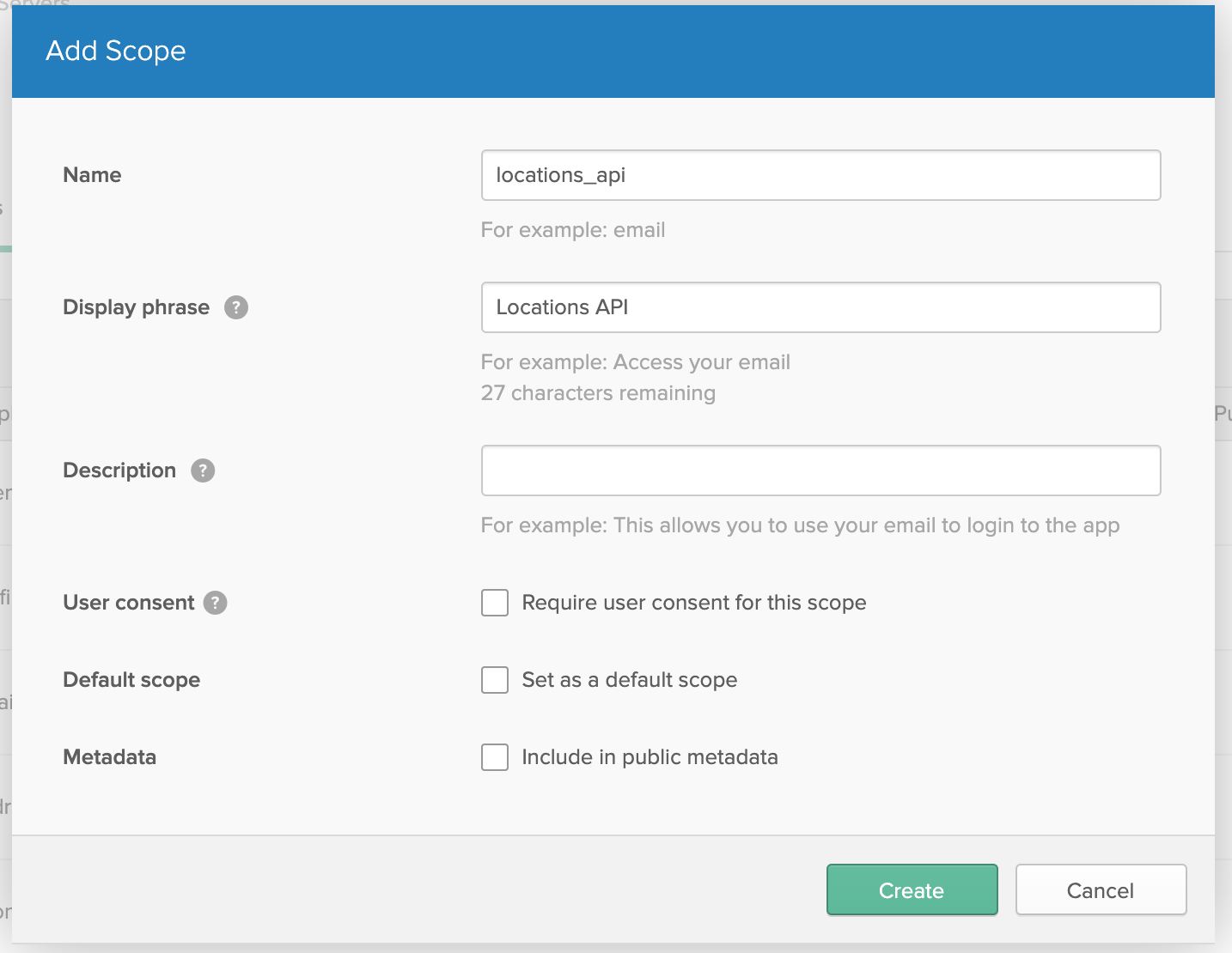 Adding a scope to your Okta authorization server, step 2