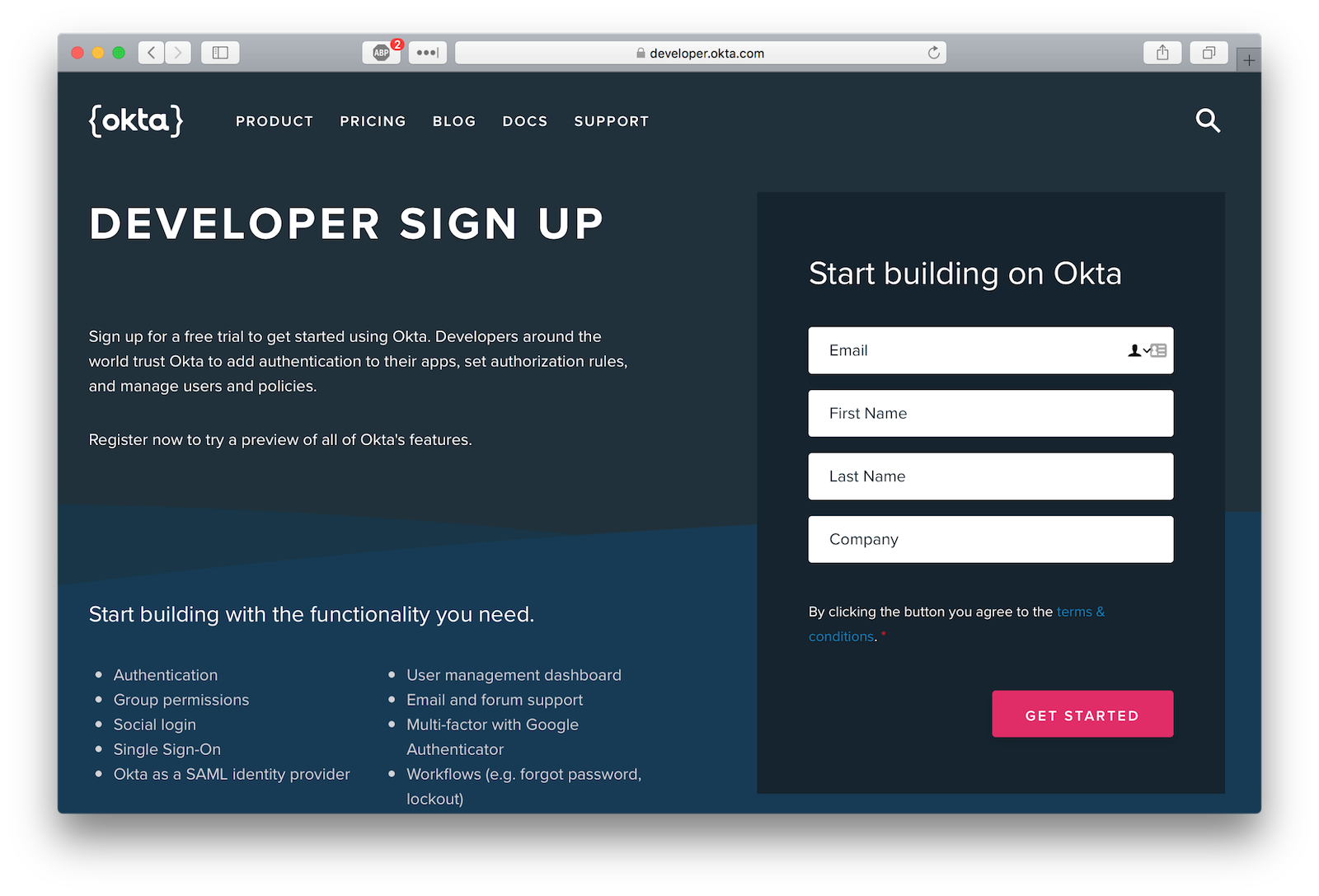 Okta Dev Signup