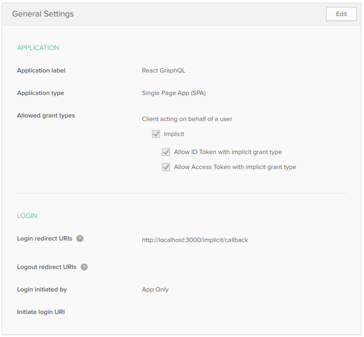 OIDC App Settings