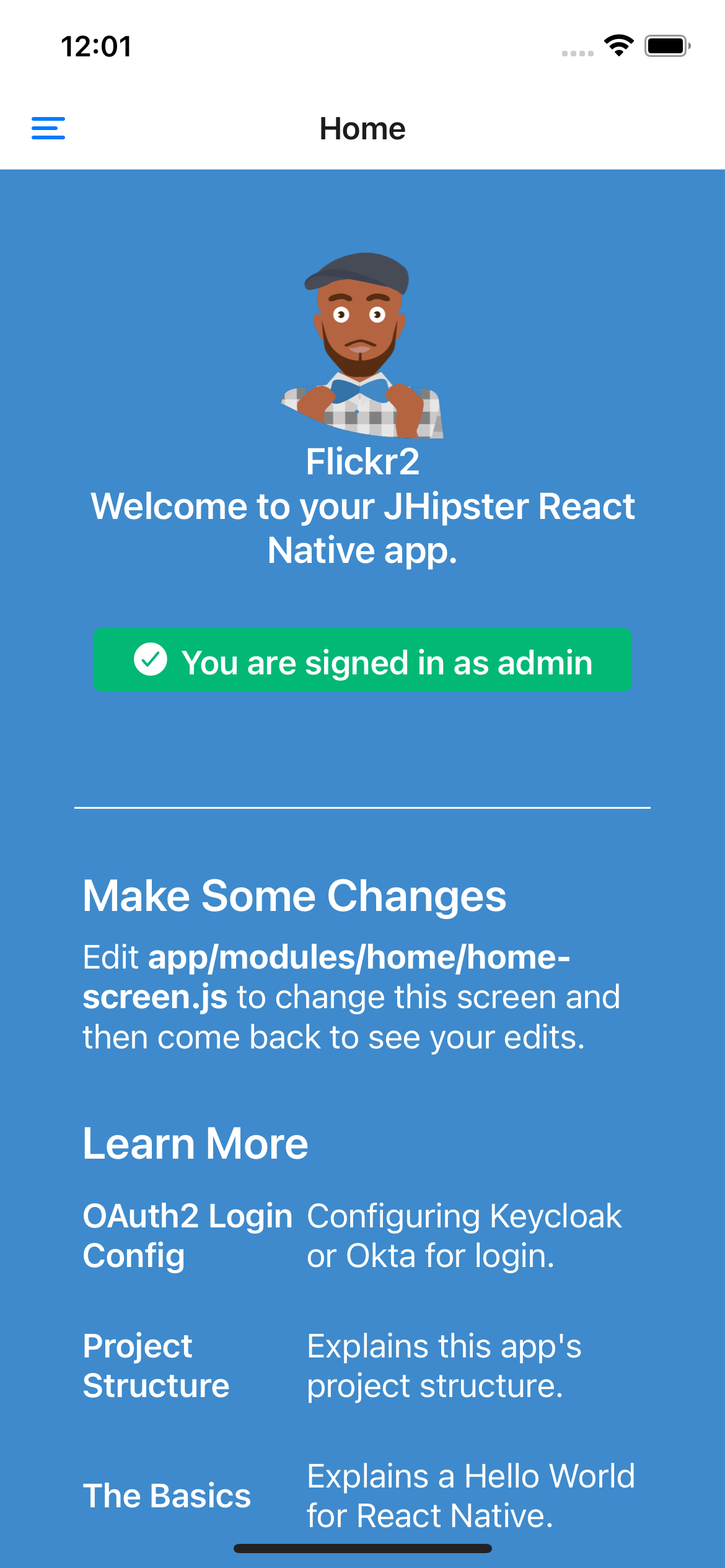 React Native app on iOS