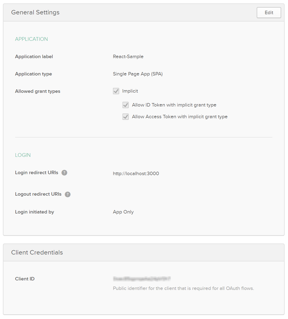 OIDC Application Settings