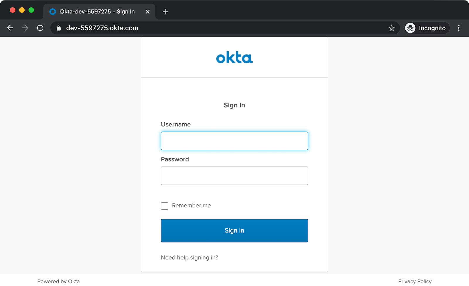 Okta login