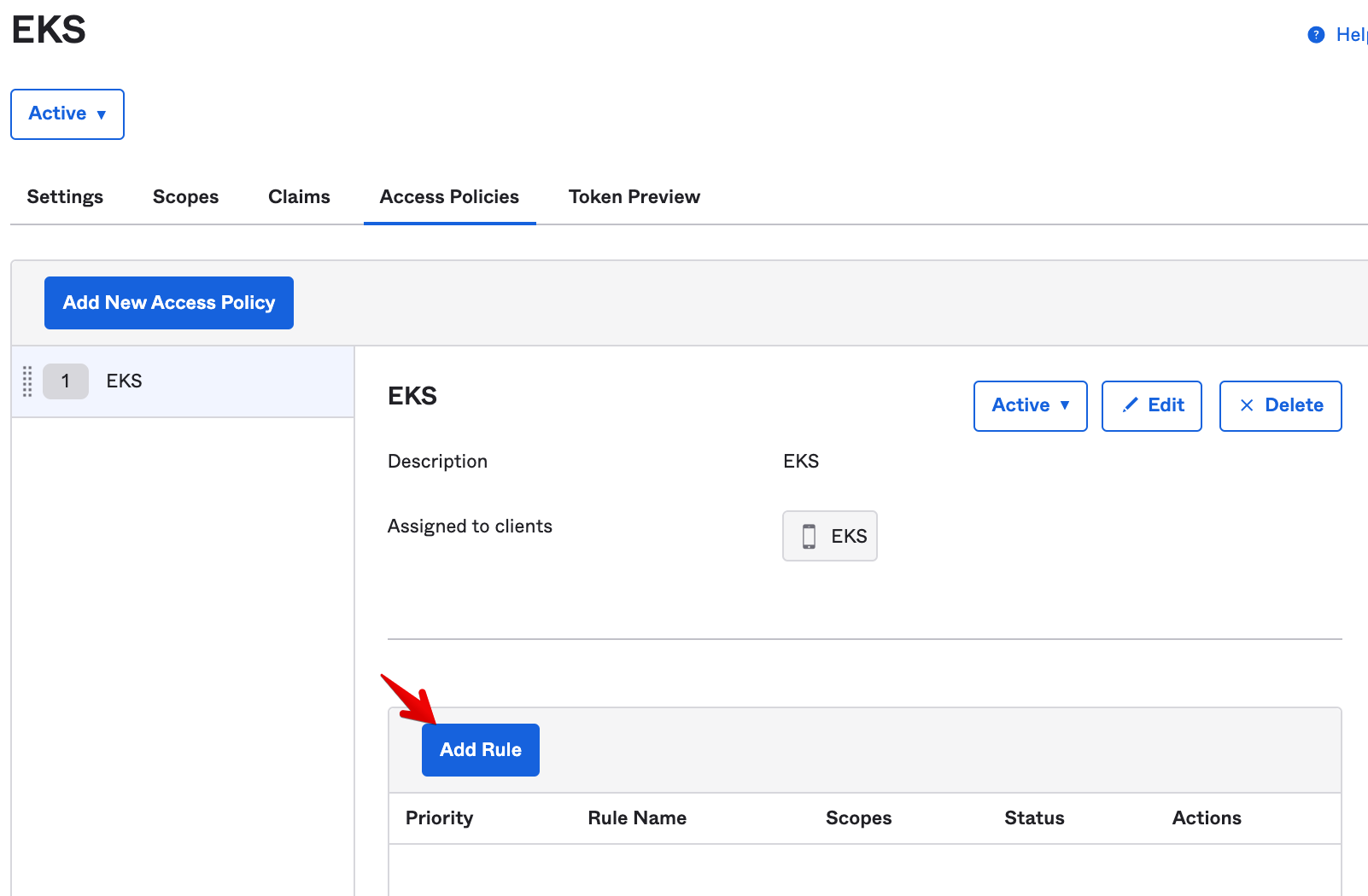 Okta Admin Console - Authorization Server - Add Rule On Policy