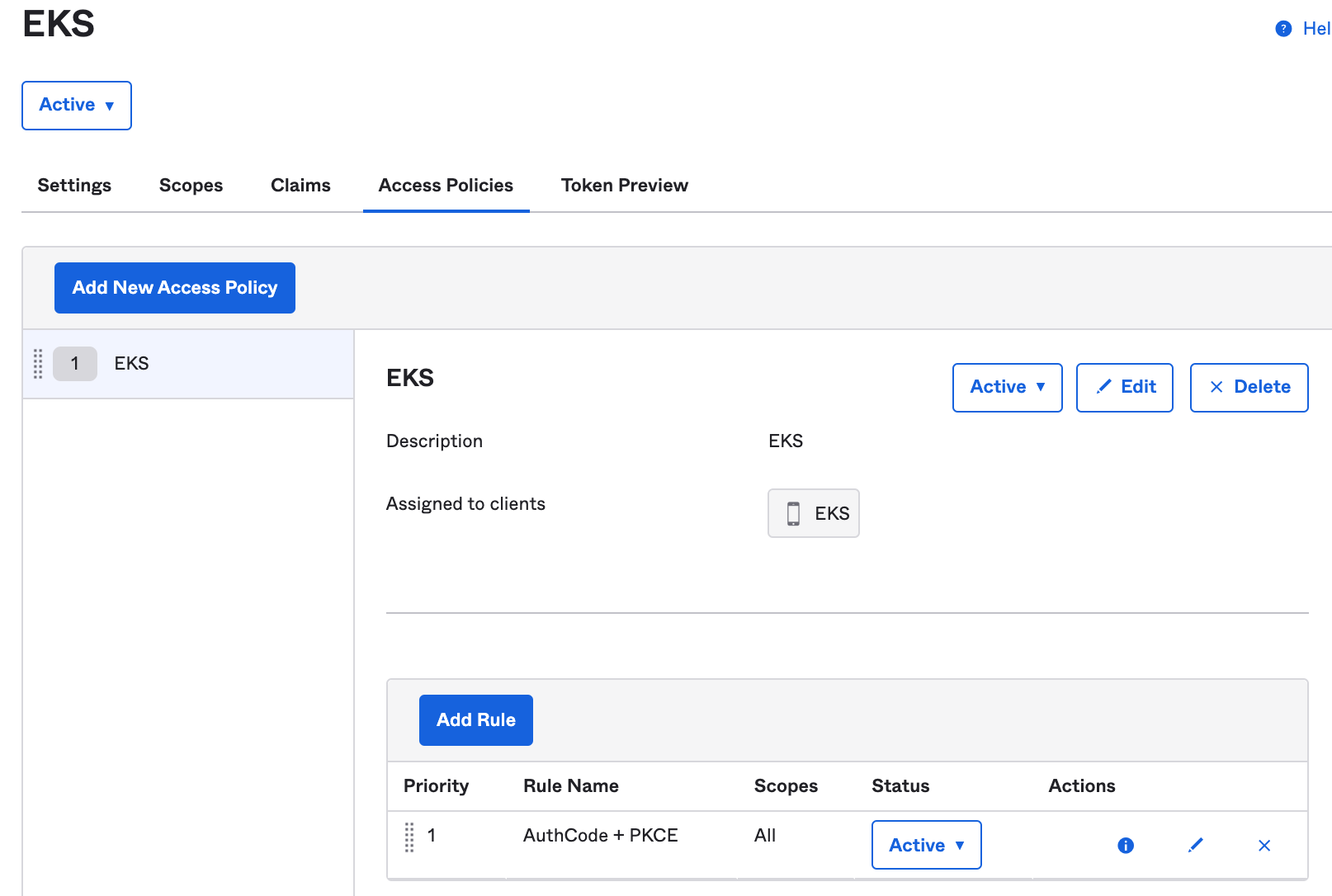 Okta Admin Console - Authorization Server - List Of Rules On A Policy