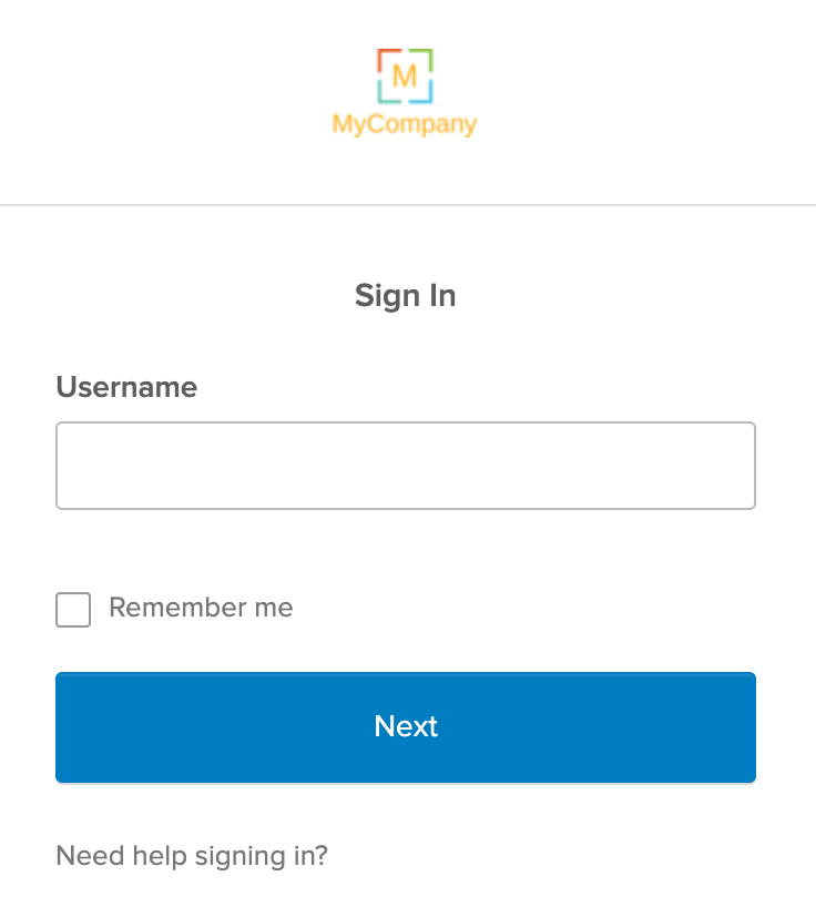 Okta Login Page