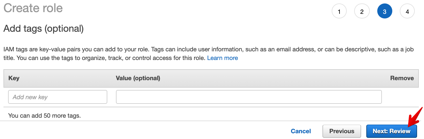 AWS Create Role - Add Tags