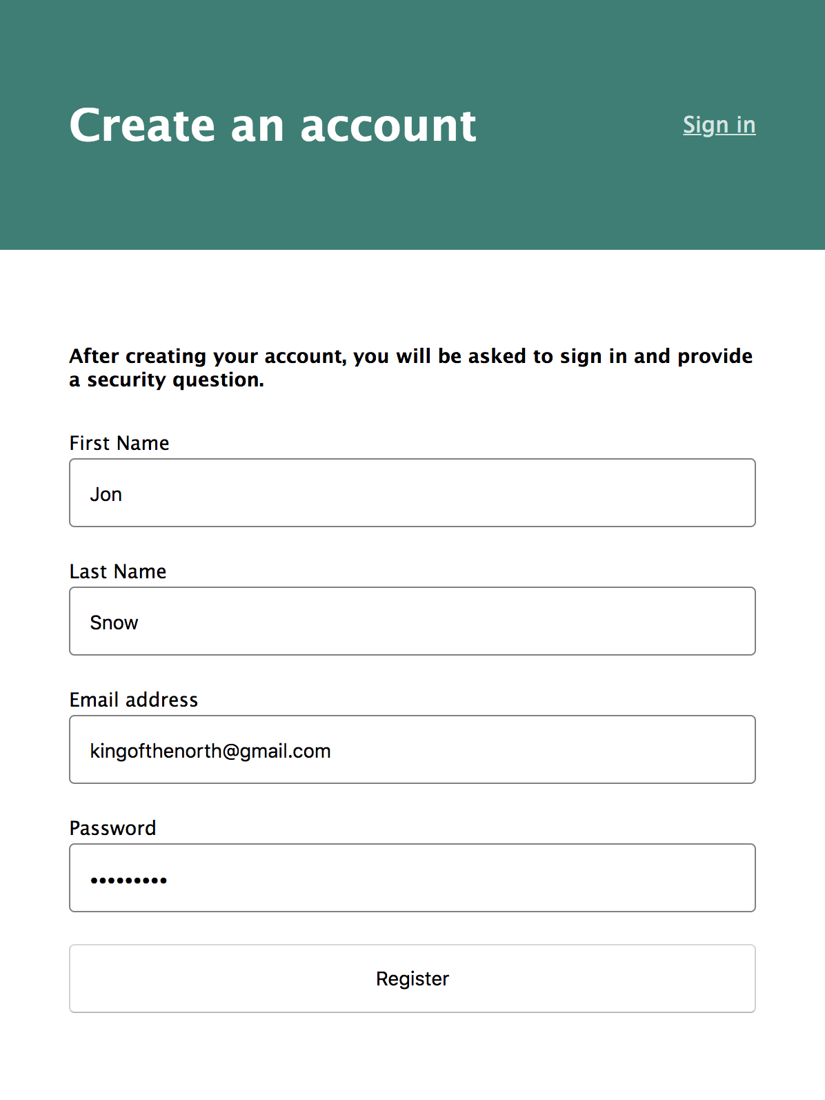 Create Account