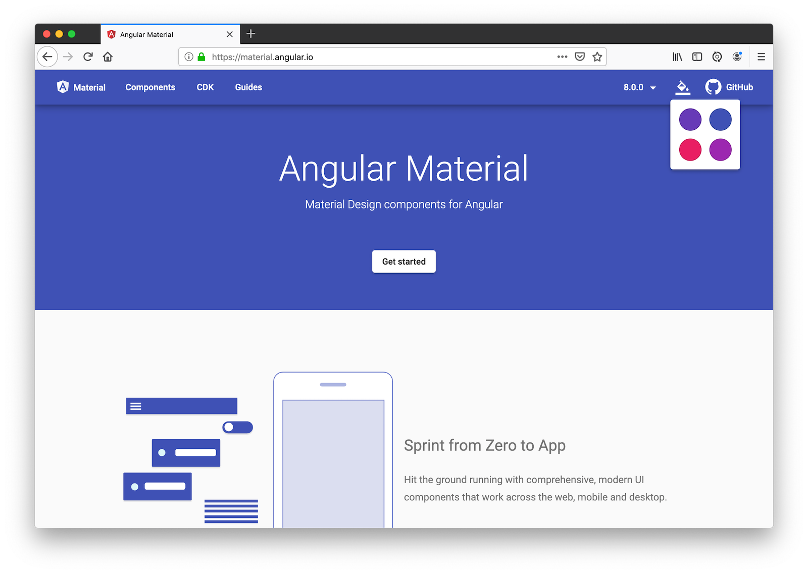 Angular Material Homepage