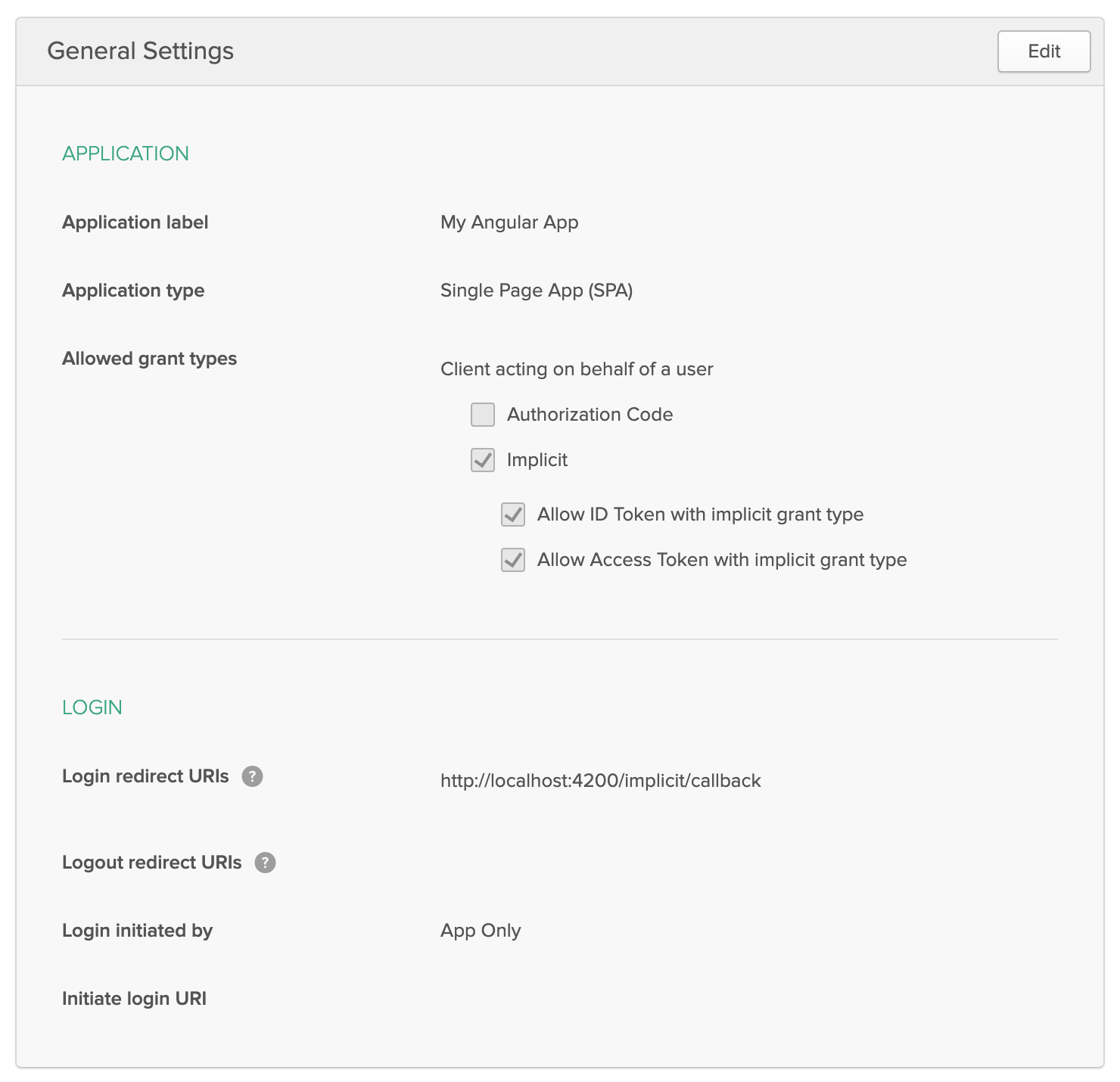 OIDC App Settings