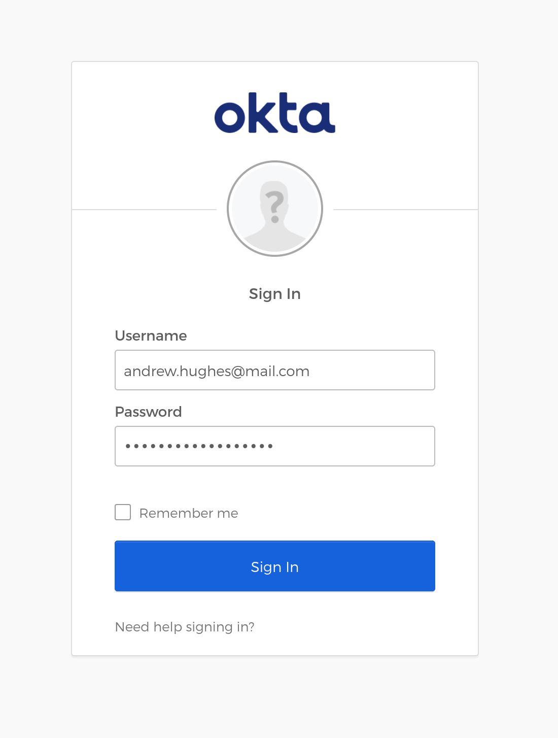 Okta SSO login