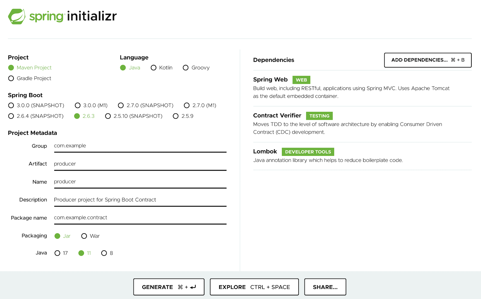 Producer Starter Configuration